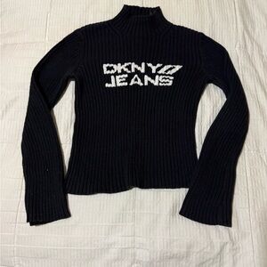 DKNY Black Ribbed Knit Sweater